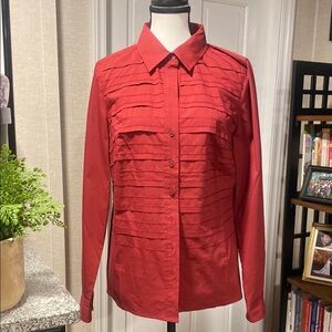 Isaac Mizrahi Live! Button Front Blouse with Pleat Detail